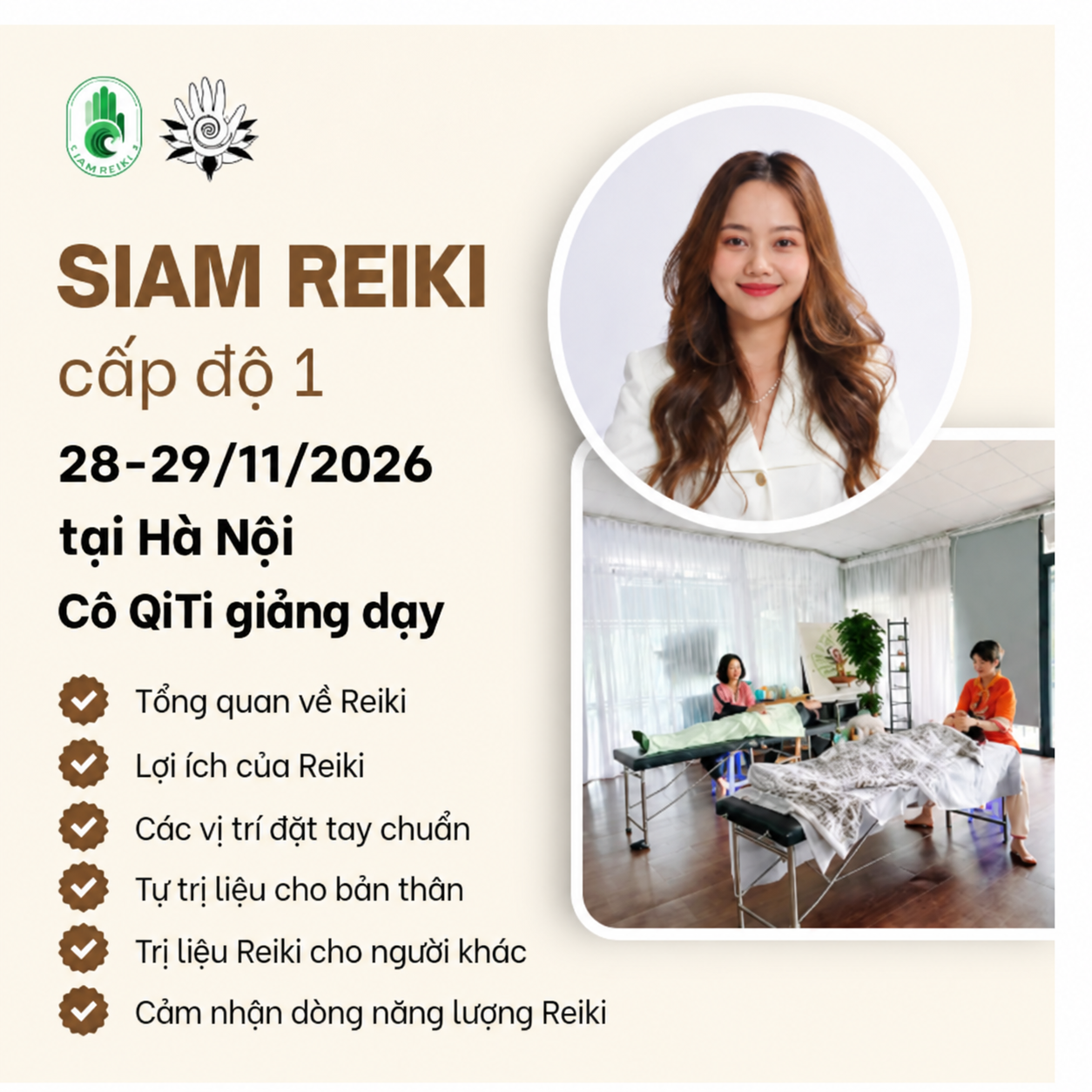 [HN- T11.2026] Lớp Siam Reiki cấp độ 1 - Cô Qiti