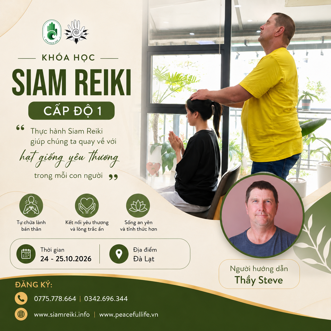 [Đà Lạt – T10.2026] Lớp Siam Reiki cấp độ 1 - Thầy Steve