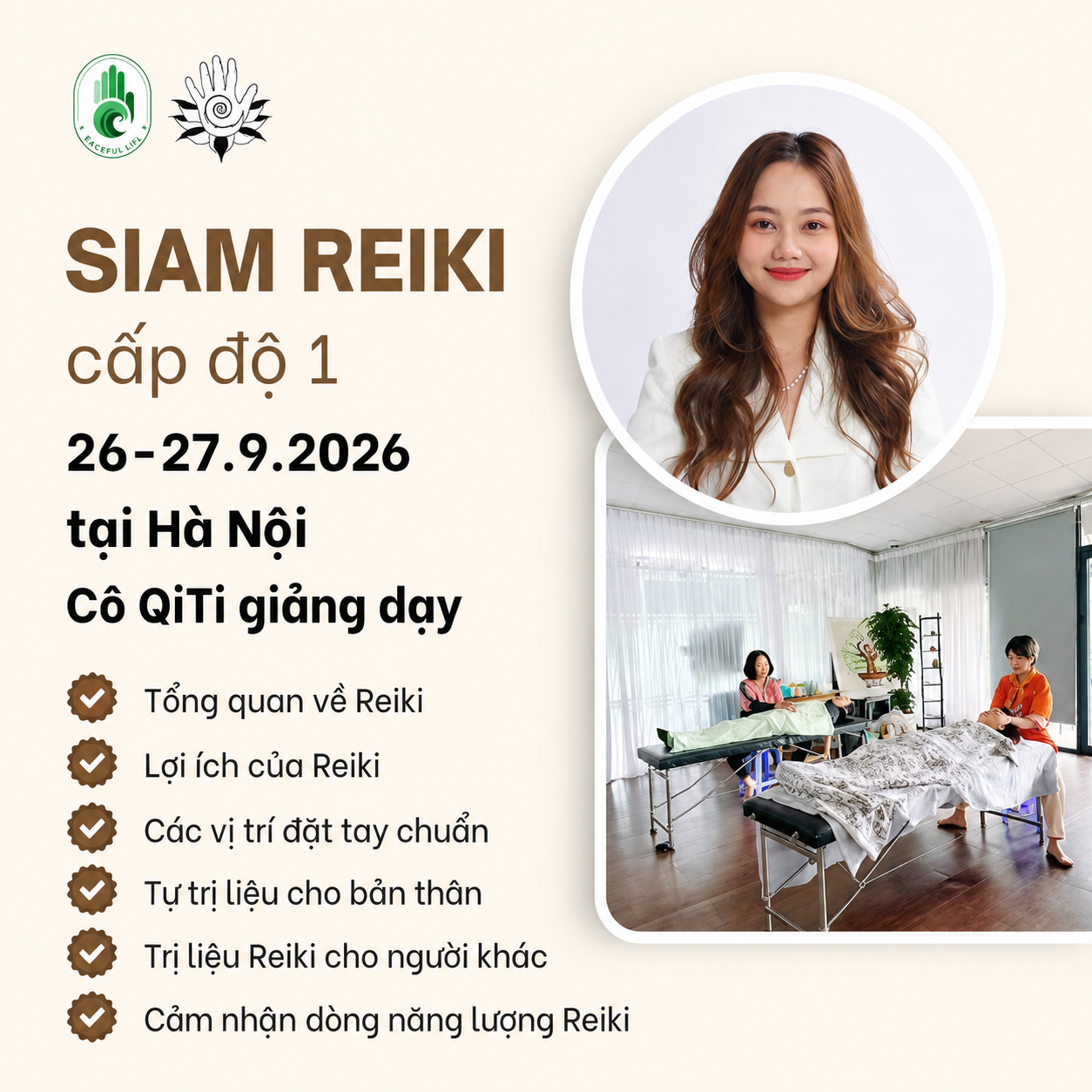 [HN- T9.2026] Lớp Siam Reiki cấp độ 1 - Cô Qiti