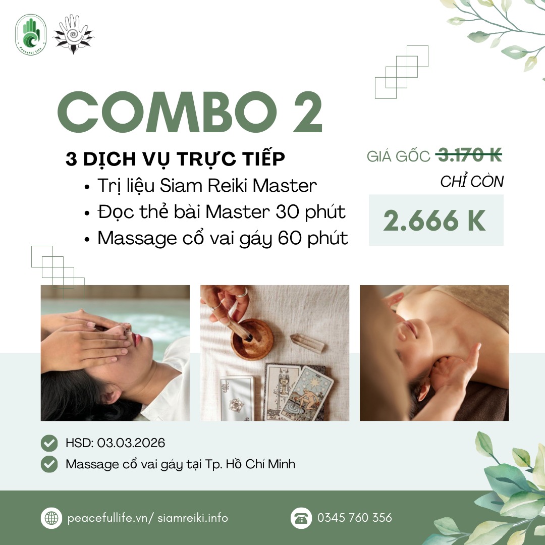 [VN] Combo 2 - 3 dịch vụ trực tiếp (Reiki Master + Đọc bài Master + Massage Cổ Vai Gáy)